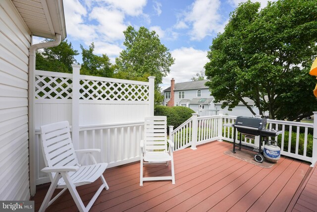 deck featuring grilling area