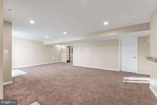 basement featuring carpet