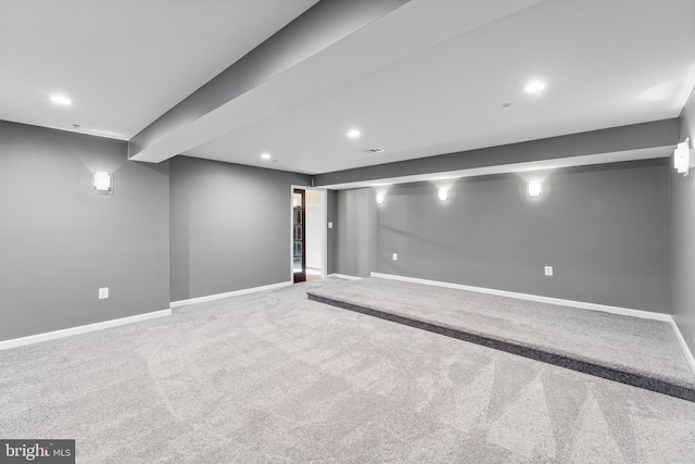 basement with carpet