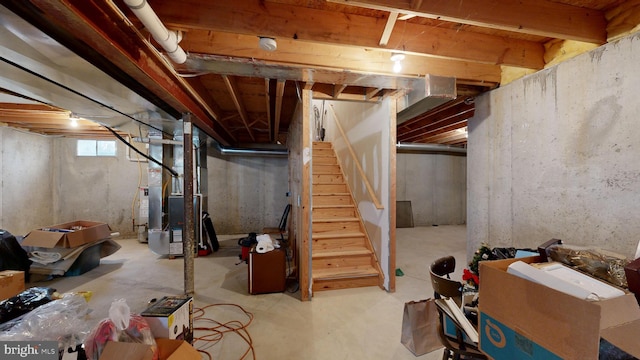 basement with heating unit