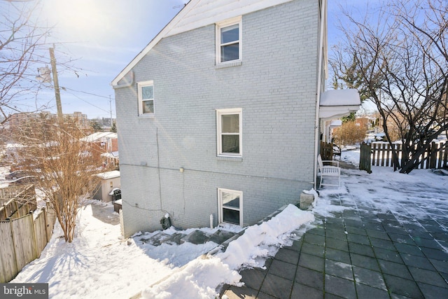 view of snow covered exterior