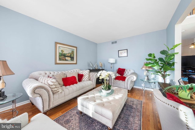 living room featuring wood-type flooring