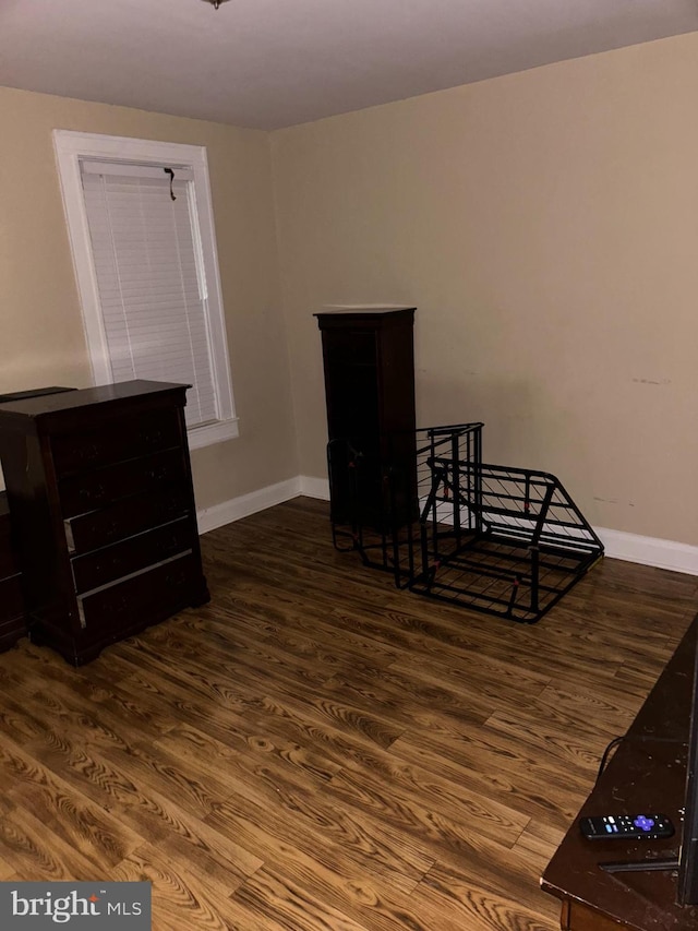 living area with dark hardwood / wood-style flooring