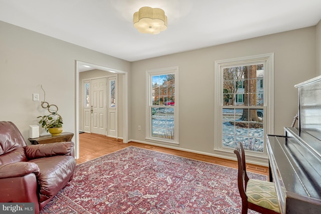 interior space with light hardwood / wood-style flooring