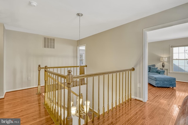 hall with hardwood / wood-style flooring