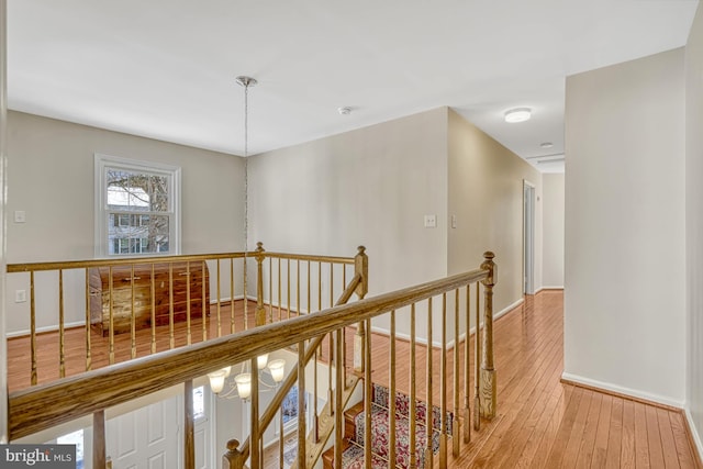 hallway with hardwood / wood-style flooring