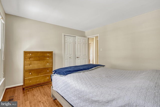 bedroom featuring a closet and wood-type flooring