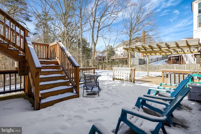 view of snow covered patio