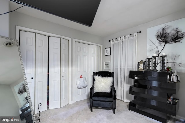 sitting room with light carpet