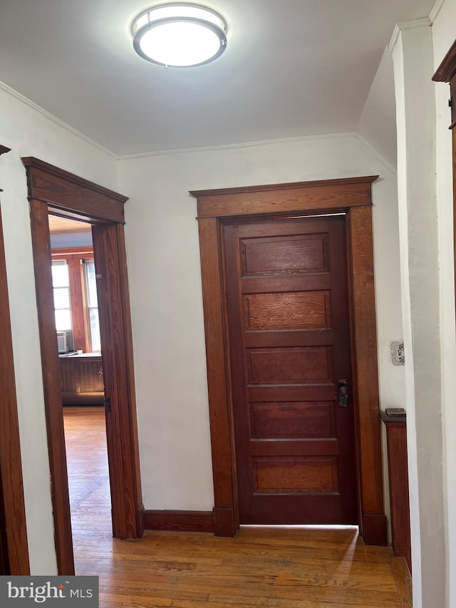 hall featuring wood finished floors