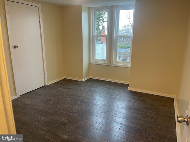 empty room featuring dark wood-type flooring