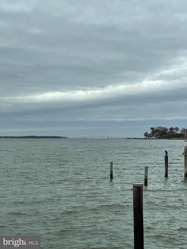 view of dock featuring a water view