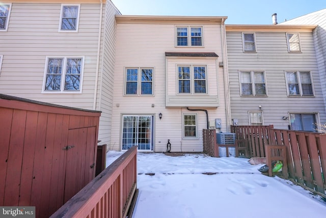 view of snow covered property