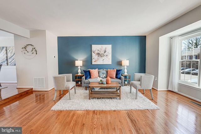 living room with hardwood / wood-style flooring