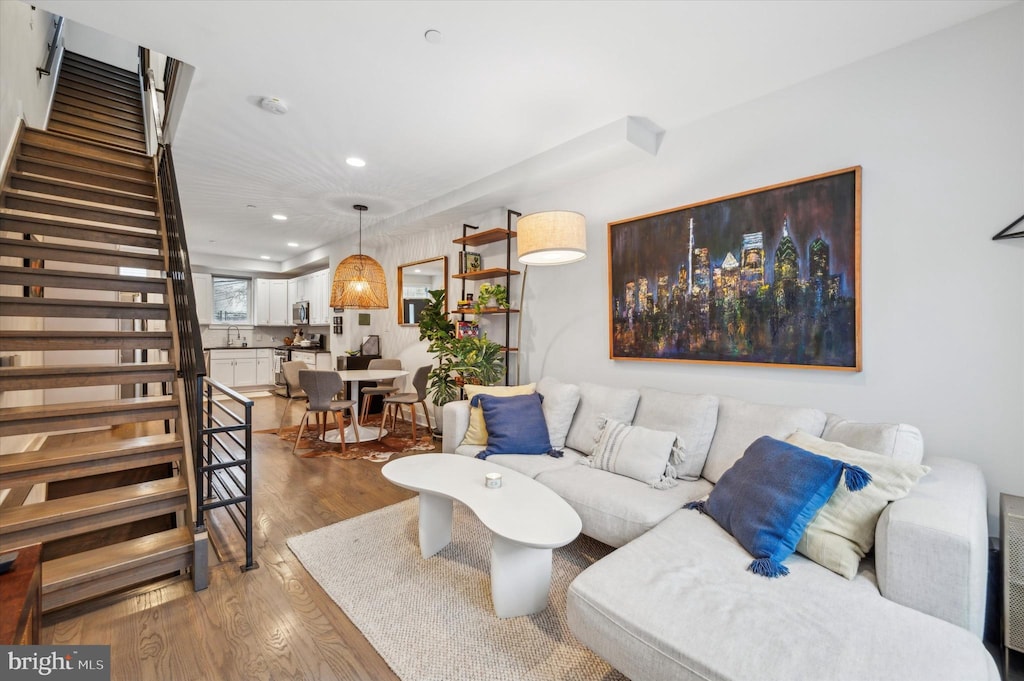 living room featuring wood-type flooring