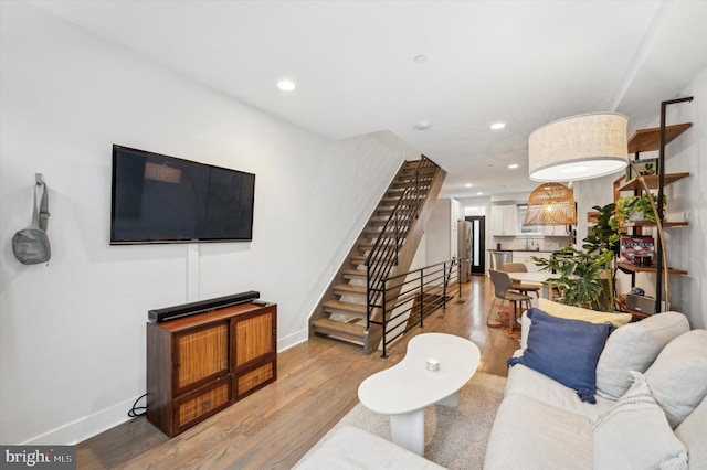 living room featuring light hardwood / wood-style floors