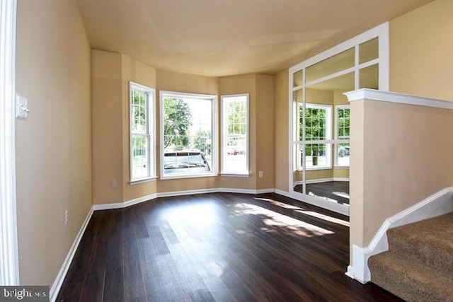 empty room with dark hardwood / wood-style floors