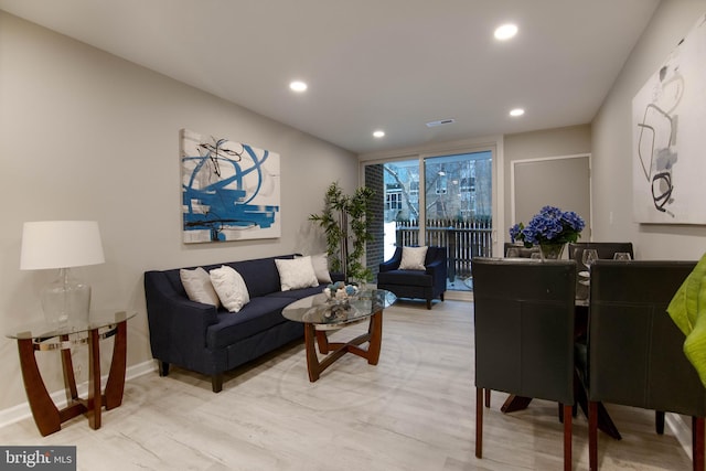 living room featuring light hardwood / wood-style flooring