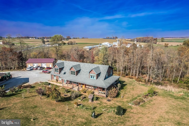 bird's eye view with a rural view