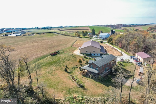 aerial view with a rural view