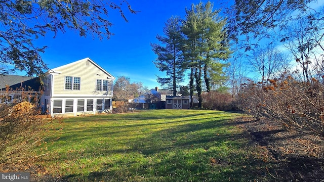 view of yard with a shed