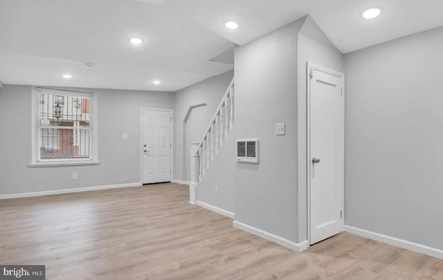 foyer with light wood-type flooring