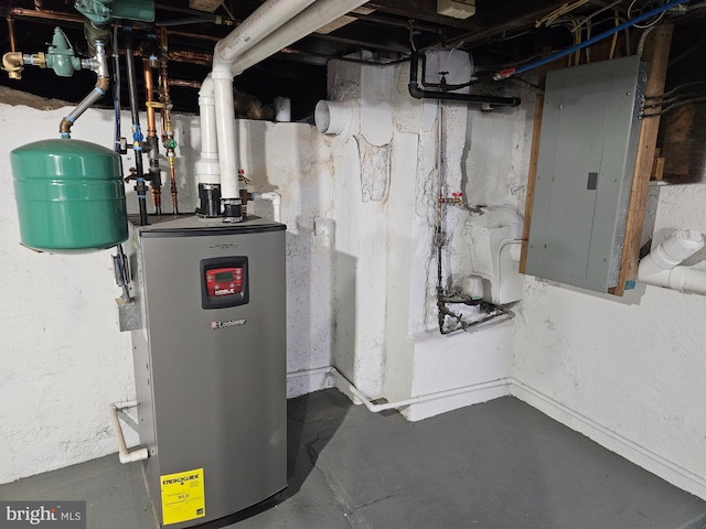 utilities featuring electric panel and water heater