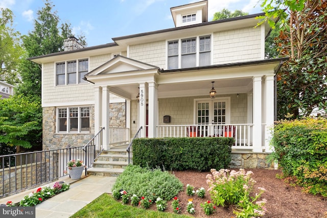 greek revival inspired property with a porch