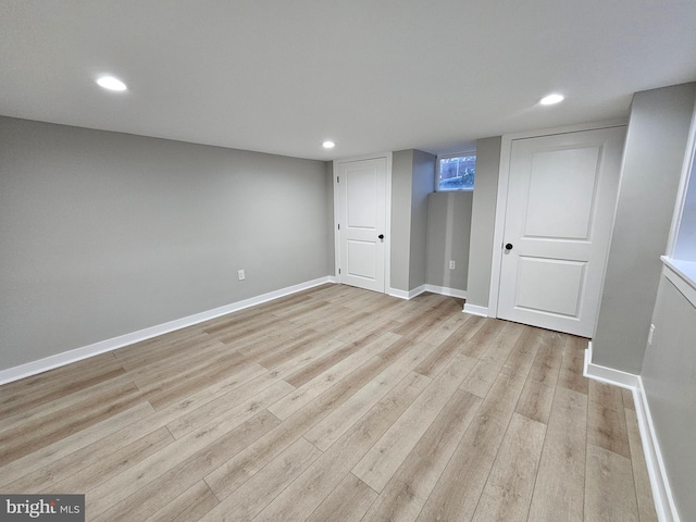 interior space with light hardwood / wood-style flooring