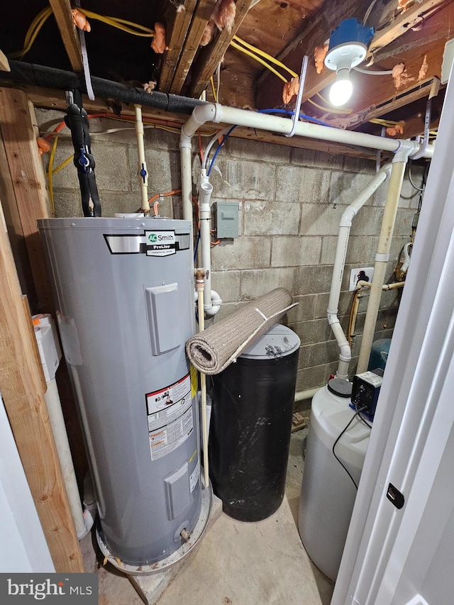 utility room with water heater