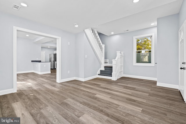 unfurnished living room featuring hardwood / wood-style floors