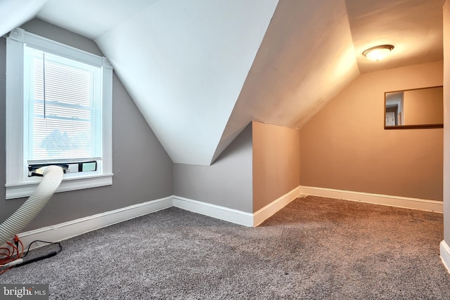 bonus room with lofted ceiling, carpet floors, and a wealth of natural light