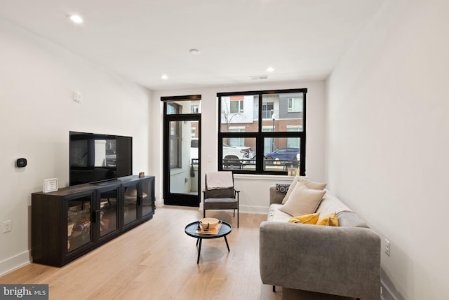 living room with hardwood / wood-style floors