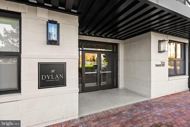 property entrance with french doors