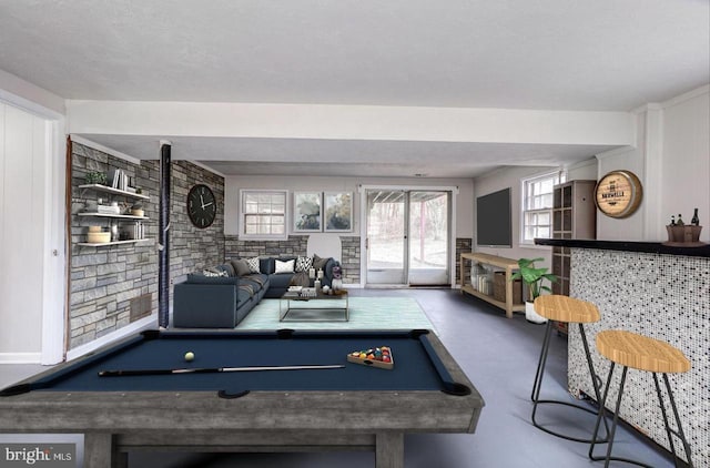 recreation room featuring pool table