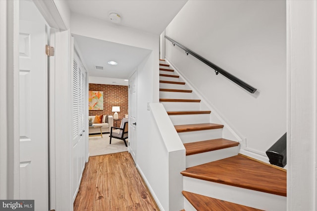 2518 S Walter Reed Dr Unit B, Arlington, VA 22206 - staircase featuring wood finished floors, recessed lighting, and baseboards