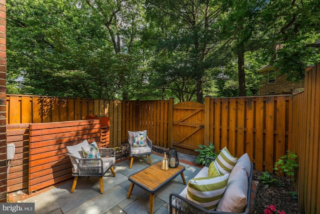 2518 S Walter Reed Dr Unit B, Arlington, VA 22206 - fenced backyard with outdoor lounge area, a gate, and a patio area
