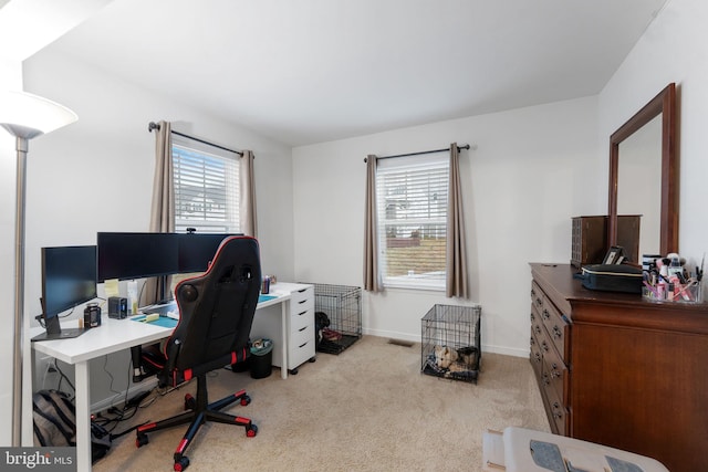 carpeted home office featuring a healthy amount of sunlight