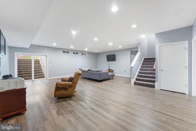 living room with light wood-type flooring