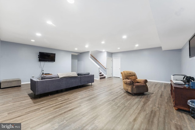 living room featuring light hardwood / wood-style floors