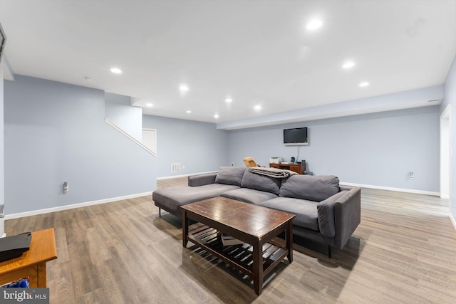 living room featuring light hardwood / wood-style floors