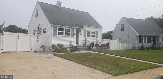 cape cod house featuring a front yard