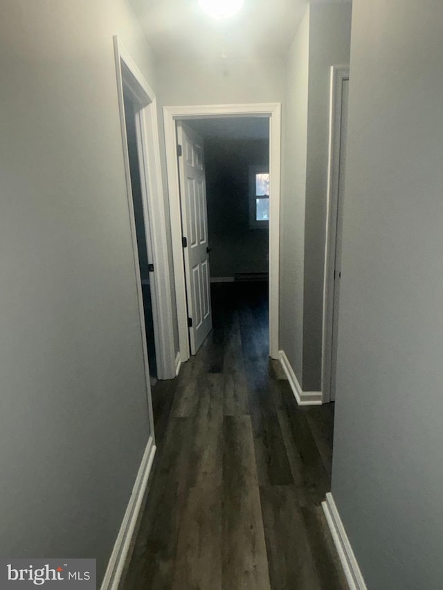 hallway featuring dark hardwood / wood-style floors