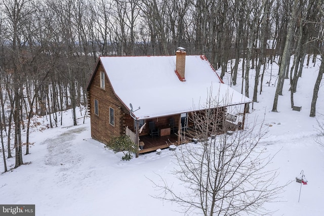 view of snow covered exterior