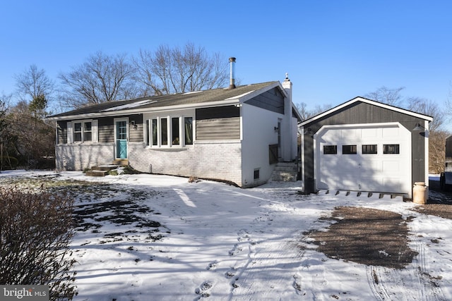 single story home with a garage