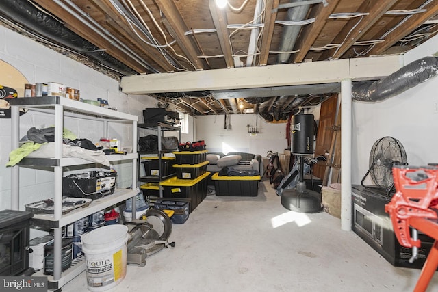 basement with water heater