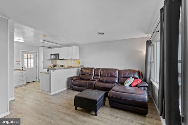 living room featuring light hardwood / wood-style floors