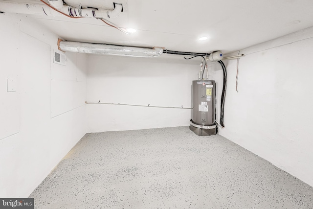 basement with water heater