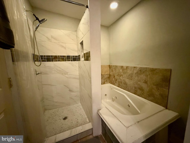 bathroom with plus walk in shower