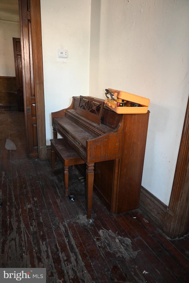 miscellaneous room featuring dark hardwood / wood-style flooring